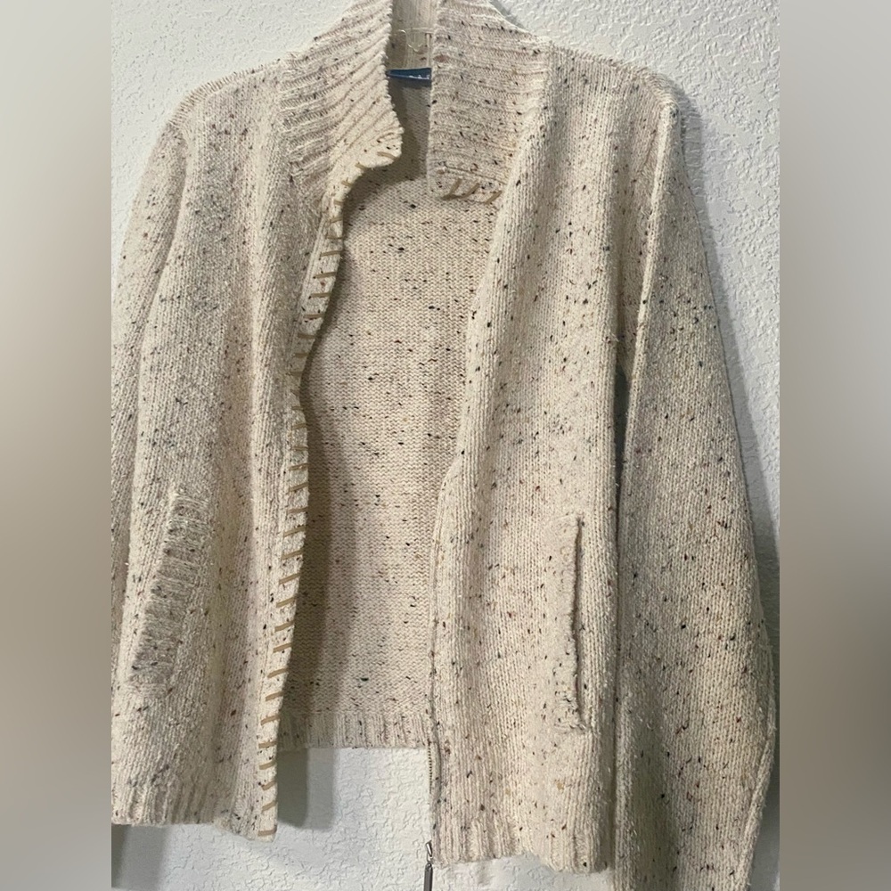 Liz Claiborne Cream Knit Cardigan sweater vintage size Large - Picture 4 of 5